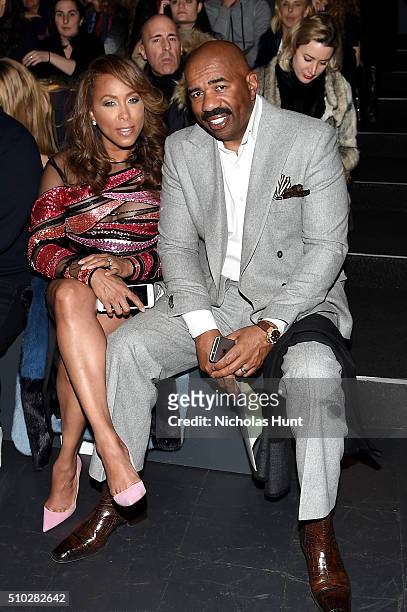 Marjorie Harvey and Steve Harvey attend the Prabal Gurung Fall 2016 fashion show during New York Fashion Week: The Shows at The Arc, Skylight at...