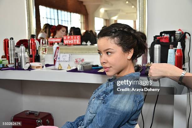 Cierra Ramirez attends attends the Colgate Optic White Beauty Bar Ð Day 2 at Hudson Loft on February 14, 2016 in Los Angeles, California.