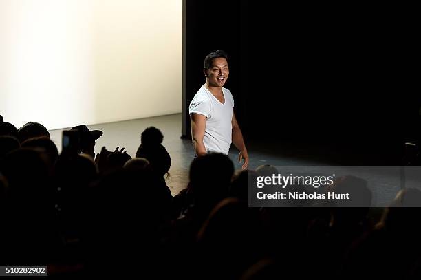 Prabal Gurung walks the runway at the Prabal Gurung Fall 2016 fashion show during New York Fashion Week: The Shows at The Arc, Skylight at Moynihan...