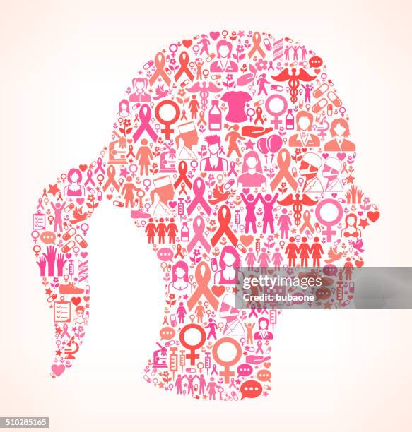 stockillustraties, clipart, cartoons en iconen met woman face on breast cancer royalty free vector art pattern - jogger face