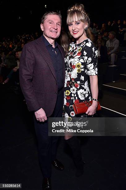 Gary Flom and Svitlana Flom attend the Prabal Gurung Fall 2016 fashion show during New York Fashion Week: The Shows at The Arc, Skylight at Moynihan...