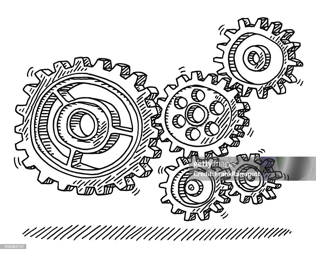Rotating Machine Drawing Rotating Gears Machine Drawing High-Res Vector Graphic - Getty Images