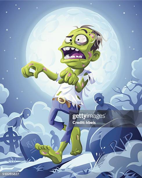 stockillustraties, clipart, cartoons en iconen met zombie night - zombie