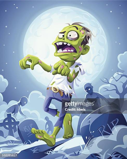 zombie night - ugly cartoon characters stock illustrations