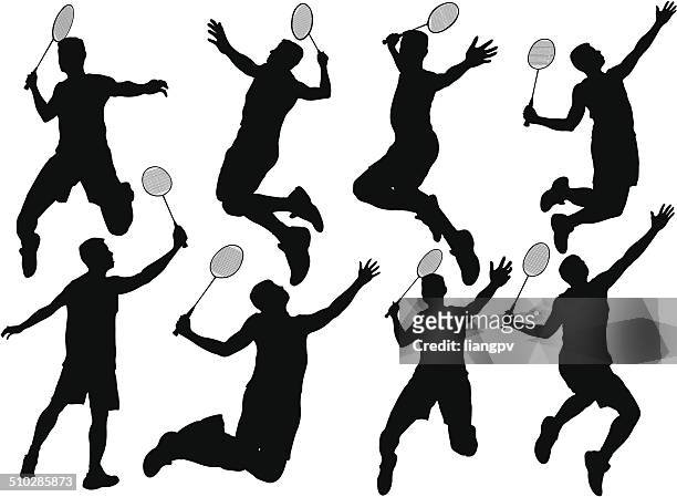 badminton player - playing badminton stock-grafiken, -clipart, -cartoons und -symbole