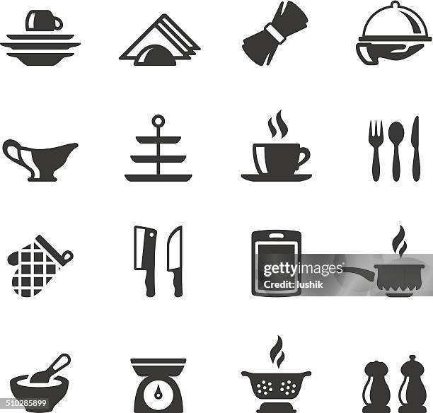 soulico icons - silverware - mixing bowl stock illustrations