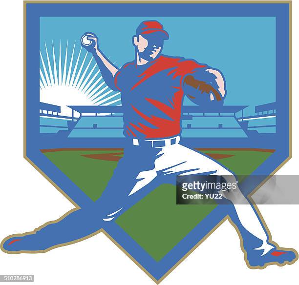 baseball stadium pitcher - baseball pitcher vector stock illustrations