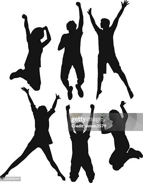 jumping - fitness or vitality or sport and women stock illustrations