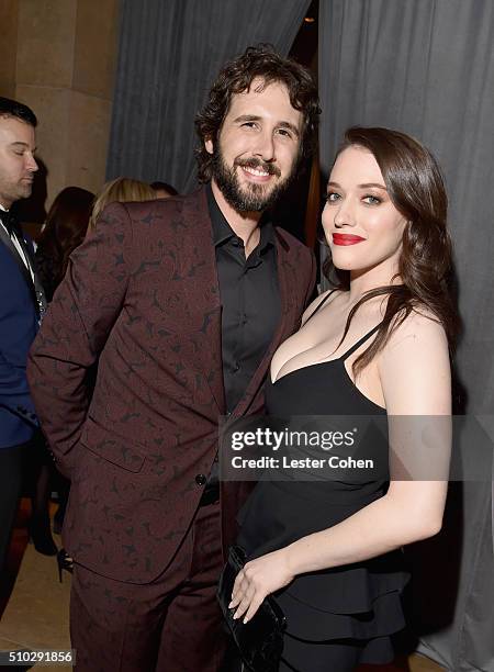 Recording artist Josh Groban and actress Kat Dennings attend the 2016 Pre-GRAMMY Gala and Salute to Industry Icons honoring Irving Azoff at The...