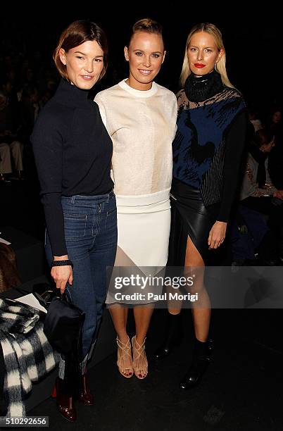 Hanneli Mustaparta, Caroline Wozniacki, and Karolina Kurkova attend the Prabal Gurung Fall 2016 fashion show during New York Fashion Week: The Shows...