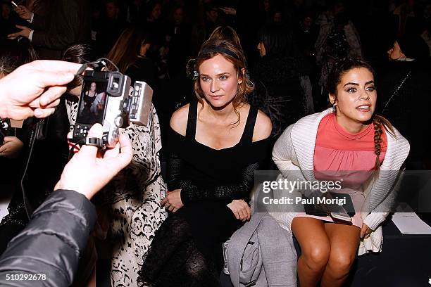 Diane Kruger and Lorenza Izzo attend the Prabal Gurung Fall 2016 fashion show during New York Fashion Week: The Shows at The Arc, Skylight at...