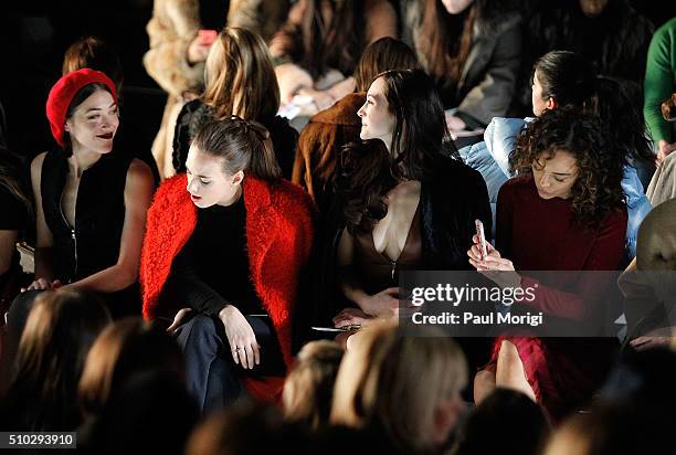 Mia Moretti, Sophie Auster, Hannah James and Ashley Madekwe attend the Prabal Gurung Fall 2016 fashion show during New York Fashion Week: The Shows...