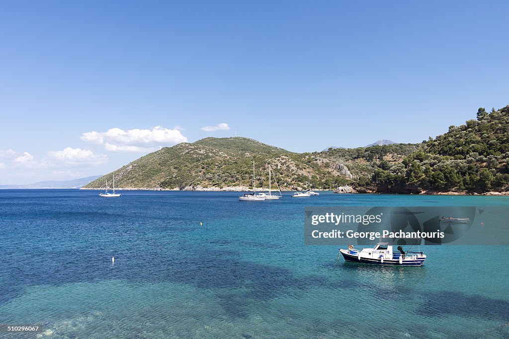 Green and blue waters on the island of Samos