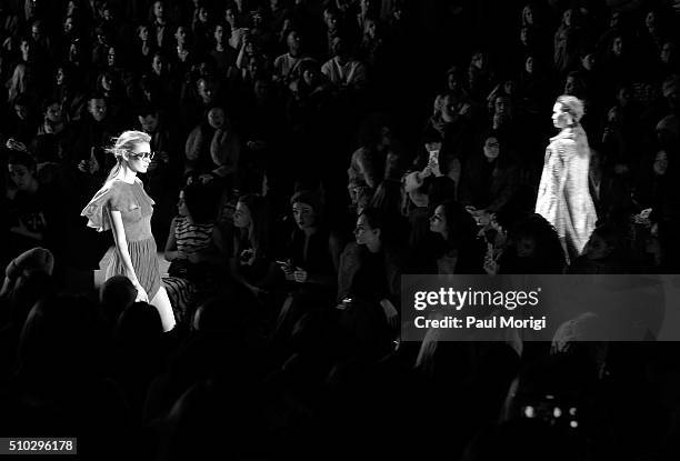 Models walk the runway at the Prabal Gurung Fall 2016 fashion show during New York Fashion Week: The Shows at The Arc, Skylight at Moynihan Station...