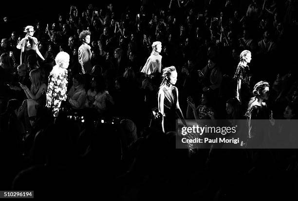 Models walk the runway at the Prabal Gurung Fall 2016 fashion show during New York Fashion Week: The Shows at The Arc, Skylight at Moynihan Station...