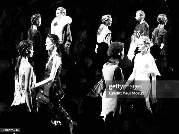 Models walk the runway at the Prabal Gurung Fall 2016 fashion show during New York Fashion Week: The Shows at The Arc, Skylight at Moynihan Station...