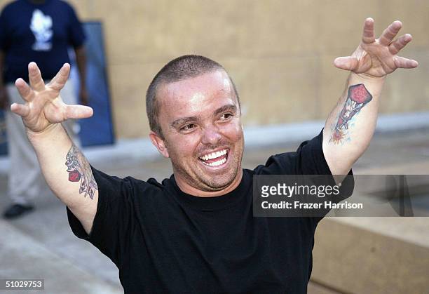 Wee-man of 'Jackass' arrives at the Egyptian for the Premiere of 'Riding Giants', on July 1, 2004 in Hollywood, California.
