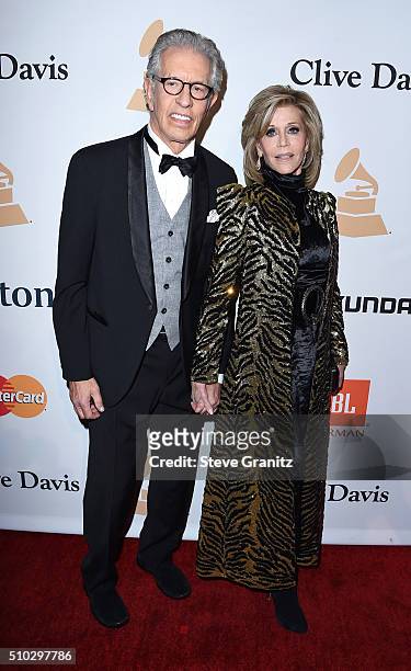 Record producer Richard Perry and actress Jane Fonda attend the 2016 Pre-GRAMMY Gala and Salute to Industry Icons honoring Irving Azoff at The...