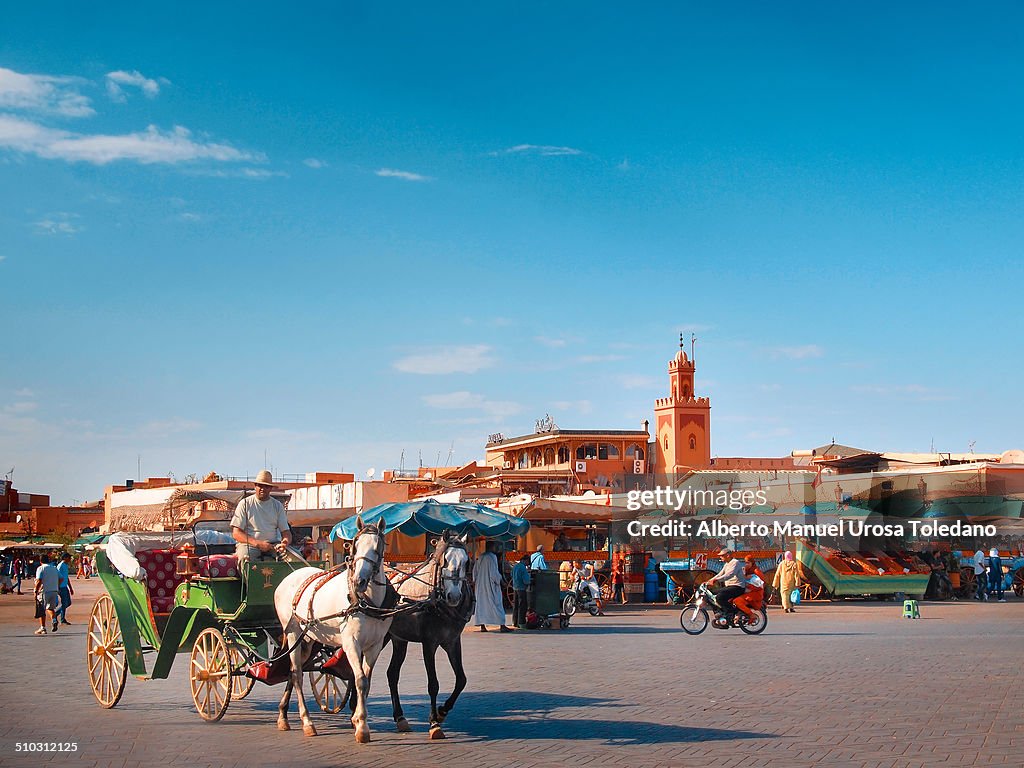 A carriage in Djemaa El Fna square