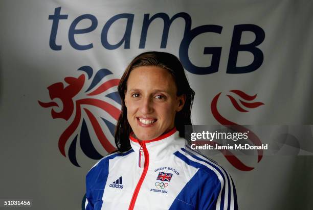 Portrait of Karen Pickering, a member of the Great Britain Swimming Team, during the kitting out of the British Olympic Team for the 2004 Olympic...