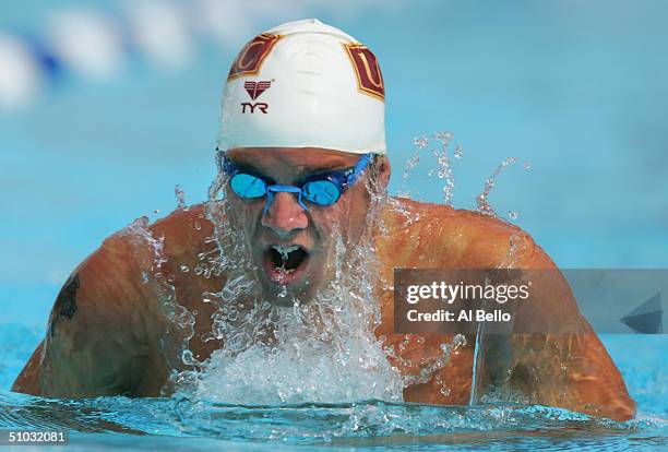 Erik Vendt swims the 400 Individual Medley heats during the U.S. Olympic Swimming Team Trials on July 7, 2004 at the Long Beach Swim Stadium in Long...