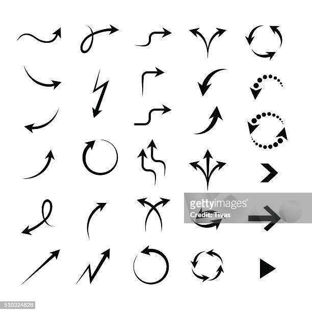 arrows icon set - curved arrows stock illustrations