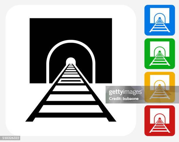 train tracks icon flat graphic design - tunnel stock illustrations