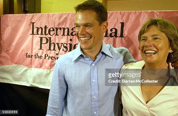 Actor Matt Damon and his mother Nancy Carlsson Paige attend the premiere of his new movie "The Bourne Supremacy" July 7, 2004 at the Loews Boston...