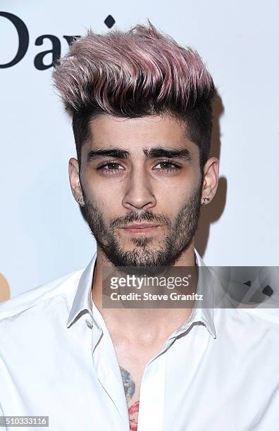 Recording artist Zayn Malik attends the 2016 Pre-GRAMMY Gala and Salute to Industry Icons honoring Irving Azoff at The Beverly Hilton Hotel on...