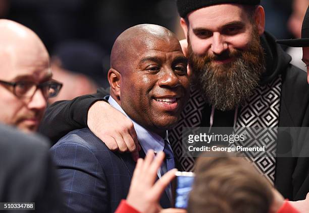 Former NBA Player Magic Johnson attends the 2016 NBA All-Star Game at Air Canada Centre on February 14, 2016 in Toronto, Canada.