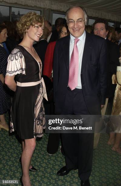Actress Camilla Rutherford and MP Michael Howard attend the Conservative Party Private Summer Reception at the House Of Commons on July 7, 2004 in...