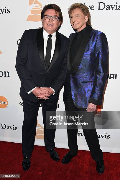 Garry Kief and singer Barry Manilow attend the 2016 Pre-GRAMMY Gala and Salute to Industry Icons honoring Irving Azoff at The Beverly Hilton Hotel on...