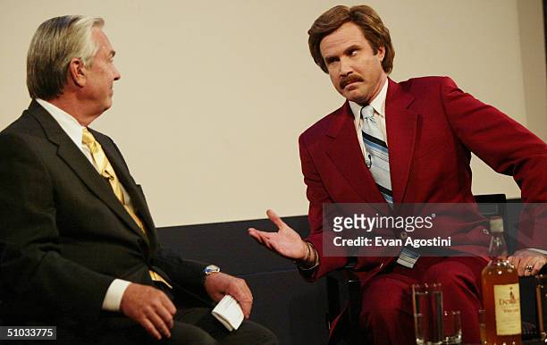 Actor Will Ferrell aka Ron Burgundy participates in Q&A with moderator Bill Kurtis after a special screening of the film "Anchorman: The Legend of...