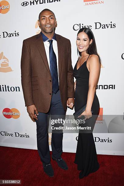 Player Metta World Peace and Shin Shin attend the 2016 Pre-GRAMMY Gala and Salute to Industry Icons honoring Irving Azoff at The Beverly Hilton Hotel...