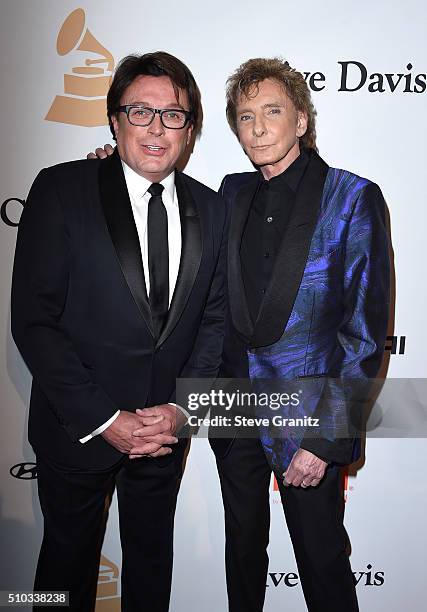 Garry Kief and singer Barry Manilow attend the 2016 Pre-GRAMMY Gala and Salute to Industry Icons honoring Irving Azoff at The Beverly Hilton Hotel on...