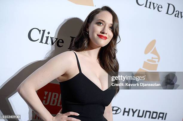 Actress Kat Dennings attends the 2016 Pre-GRAMMY Gala and Salute to Industry Icons honoring Irving Azoff at The Beverly Hilton Hotel on February 14,...