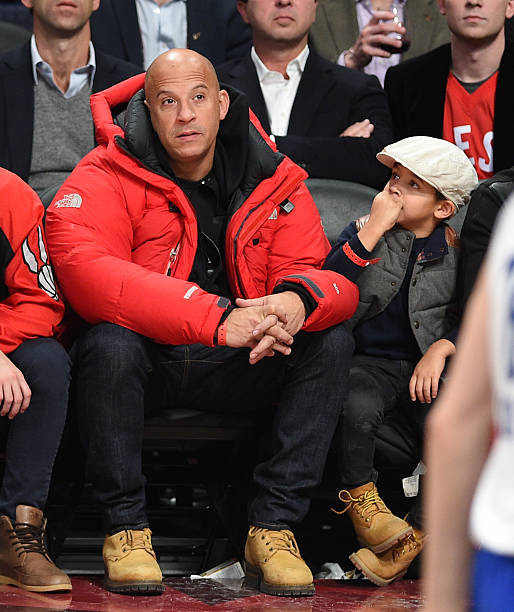 Actor Vin Diesel and son Vincent Sinclair attend the 2016 NBA All-Star Game at Air Canada Centre on February 14, 2016 in Toronto, Canada.