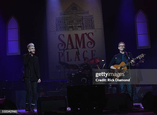 Singers/Songwriters Colton Dixon and Steven Curtis Chapman perform at Sam's Place - Music For The Spirit at Ryman Auditorium on February 14, 2016 in...