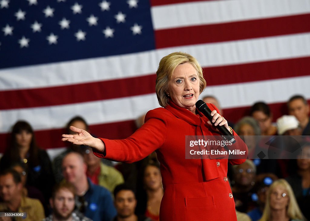 Democratic Presidential Candidate Hillary Clinton Campaigns In Las Vegas