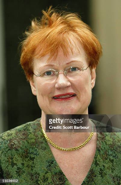 The President of Finland, Tarja Halonen talks to the media on May 11, 2004 in London, England. Halonen is on a two day visit to Britain, enroute to...