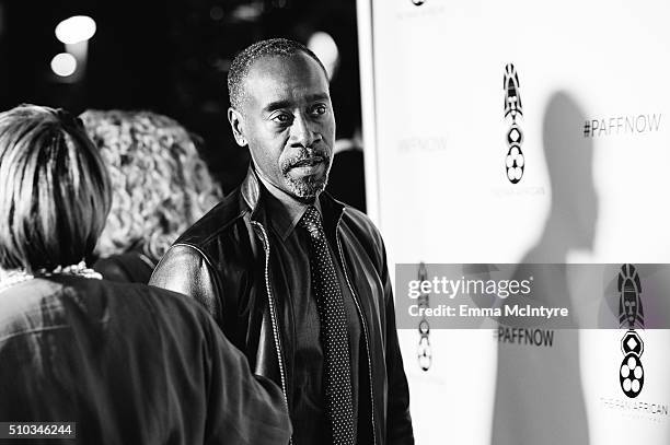 Actor Don Cheadle arrives at the 2016 Pan African Film and Arts Festival closing night premiere of 'Miles Ahead' at Rave Cinemas Baldwin Hills 15 on...
