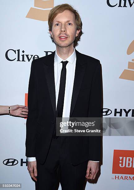 Beck arrives at the 2016 Pre-GRAMMY Gala And Salute to Industry Icons Honoring Irving Azoff at The Beverly Hilton Hotel on February 14, 2016 in...