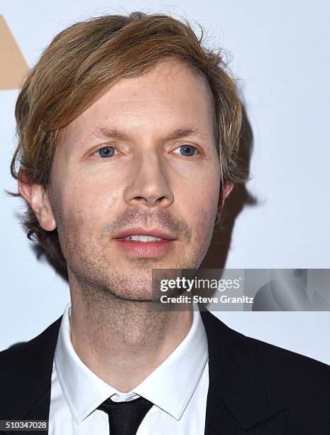 Beck arrives at the 2016 Pre-GRAMMY Gala And Salute to Industry Icons Honoring Irving Azoff at The Beverly Hilton Hotel on February 14, 2016 in...