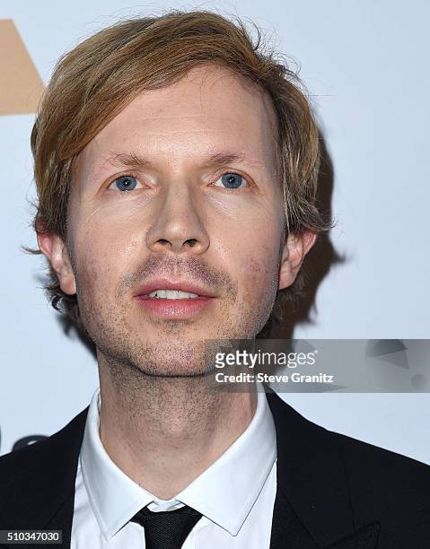 Beck arrives at the 2016 Pre-GRAMMY Gala And Salute to Industry Icons Honoring Irving Azoff at The Beverly Hilton Hotel on February 14, 2016 in...