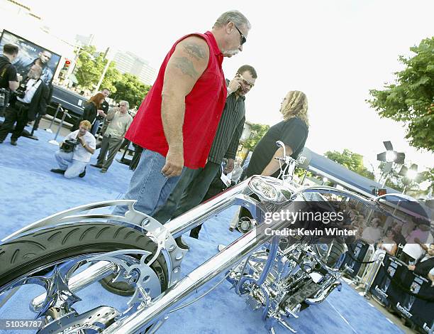 Motorcycle builders Paul Teutul Sr , Paul Teutul Jr. And Michael Teutul arrive at the premiere of 20th Century Fox´s "I, Robot" at the Village...