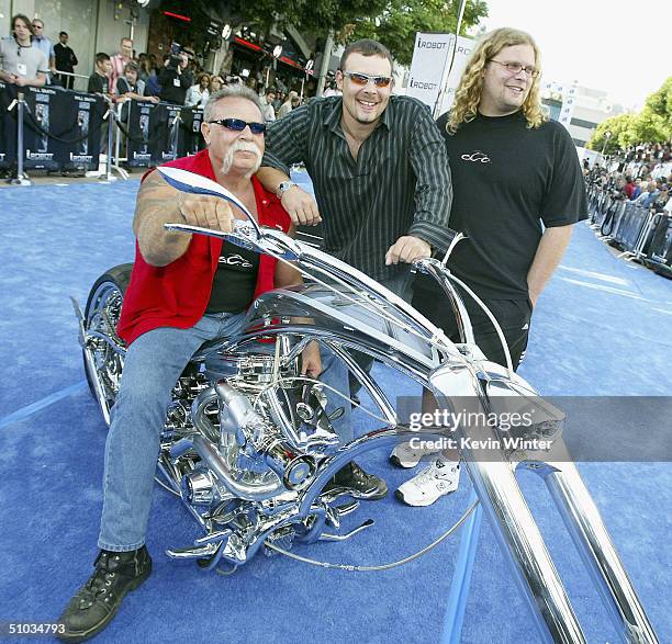 Motorcycle builders Paul Teutul Sr , Paul Teutul Jr. And Michael Teutul arrive at the premiere of 20th Century Fox´s "I, Robot" at the Village...