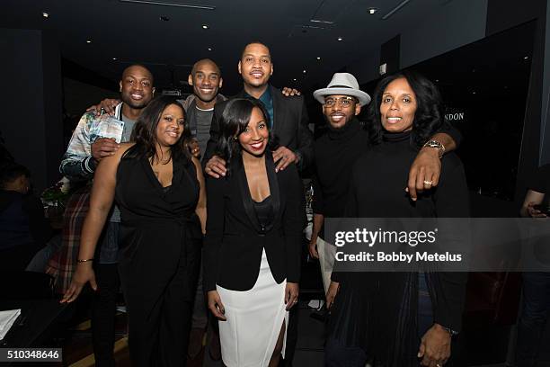 Dwyane Wade, Lisa Joseph-Metelus, Kobe Bryant, Asani Swann, Carmelo Anthony, Chris Paul and Carmen Wilson during The Gentleman's Supper Club hosted...