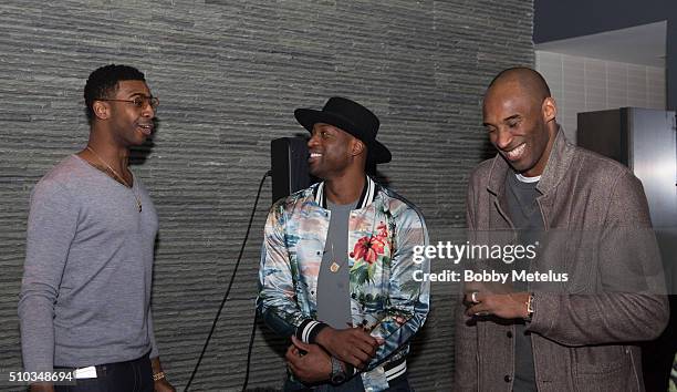 Dorell Wright, Dwyane Wade and Kobe Bryant share a laugh at The Gentleman's Supper Club hosted by Chris Paul, Dwyane Wade and Carmelo Anthony...