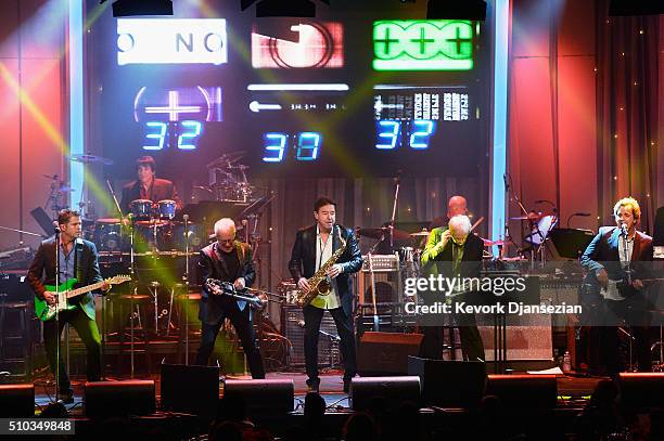 Recording artists Keith Howland, Walfredo Reyes, Jr. , James Pankow, Walter Parazaider, Lee Loughnane, Tris Imboden , and Jason Scheff of the music...