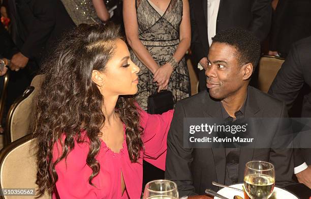Actress Megalyn Echikunwoke and comedian Chris Rock attend the 2016 Pre-GRAMMY Gala and Salute to Industry Icons honoring Irving Azoff at The Beverly...